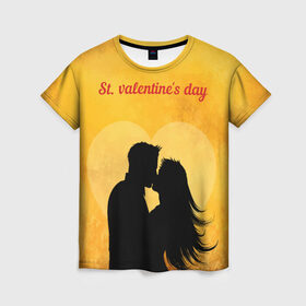 Женская футболка 3D с принтом St. valentines day в Курске, 100% полиэфир ( синтетическое хлопкоподобное полотно) | прямой крой, круглый вырез горловины, длина до линии бедер | 14 февраля | love | the 14th of february | valentine | день влюбленных | любовь | пара | святой валентин