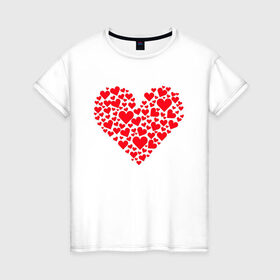Женская футболка хлопок с принтом Сердечки в Курске, 100% хлопок | прямой крой, круглый вырез горловины, длина до линии бедер, слегка спущенное плечо | day | heart | koala | love | romantic | valentine | valentines | амур | валентина | влюбленные | влюбленных | всех | день | коала | купидон | любовь | романтика | романтичность | святого | сердечки | сердечко | сердце
