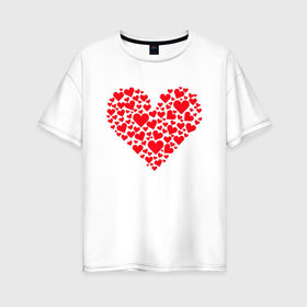 Женская футболка хлопок Oversize с принтом Сердечки в Курске, 100% хлопок | свободный крой, круглый ворот, спущенный рукав, длина до линии бедер
 | day | heart | koala | love | romantic | valentine | valentines | амур | валентина | влюбленные | влюбленных | всех | день | коала | купидон | любовь | романтика | романтичность | святого | сердечки | сердечко | сердце