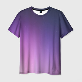 Мужская футболка 3D с принтом северное сияние фиолетовый в Курске, 100% полиэфир | прямой крой, круглый вырез горловины, длина до линии бедер | градиент | звезды | космос | небо | ночь | природа | пурпурный | север | северное сияние | сиреневый | фиолетовый