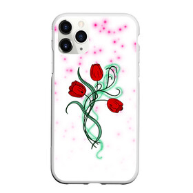 Чехол для iPhone 11 Pro матовый с принтом Весенний вальс в Курске, Силикон |  | 8 марта | love | tulips | алые | бабушка | букет | бутоны | весна | девушке | дочь | жена | женщинам | красные цветы | лепестки | лето | листья | лучшая | любимая | любовь | мама | подарок | природа