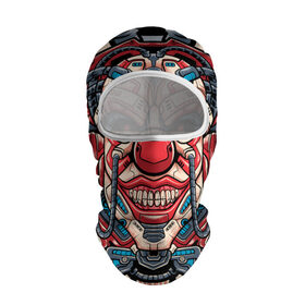 Балаклава 3D с принтом Механический клоун в Курске, 100% полиэстер, ткань с особыми свойствами — Activecool | плотность 150–180 г/м2; хорошо тянется, но при этом сохраняет форму. Закрывает шею, вокруг отверстия для глаз кайма. Единый размер | clown | cyberpunk | evil | head | mask | mechanical | rage | robot | skull | арт | гнев | голова | демон | злой | киберпанк | клоун | маска | механический | монстр | робот | череп