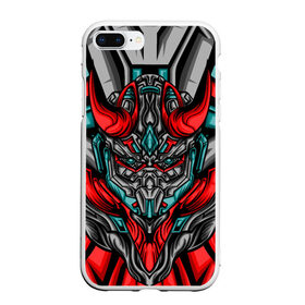 Чехол для iPhone 7Plus/8 Plus матовый с принтом CyberSkull в Курске, Силикон | Область печати: задняя сторона чехла, без боковых панелей | cyberpunk | evil | head | mask | mechanical | rage | robot | skull | арт | гнев | голова | демон | дьявол | злой | киберпанк | маска | механический | монстр | робот | рога | самурай | череп