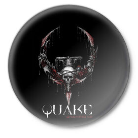 Значок с принтом Quake Champions в Курске,  металл | круглая форма, металлическая застежка в виде булавки | arturcherkasov1995 | games | quake | vsemayki