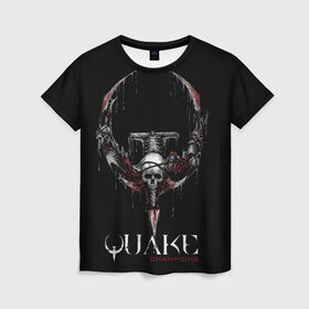 Женская футболка 3D с принтом Quake Champions в Курске, 100% полиэфир ( синтетическое хлопкоподобное полотно) | прямой крой, круглый вырез горловины, длина до линии бедер | arturcherkasov1995 | games | quake | vsemayki