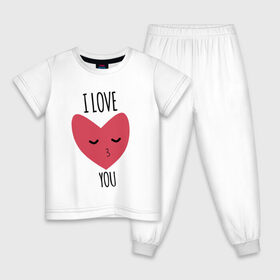 Детская пижама хлопок с принтом Любовь в Курске, 100% хлопок |  брюки и футболка прямого кроя, без карманов, на брюках мягкая резинка на поясе и по низу штанин
 | любовь | минимализм | поцелуй | рисунок | сердце | слова