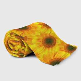 Плед 3D с принтом Принт подсолнухи желтый в Курске, 100% полиэстер | закругленные углы, все края обработаны. Ткань не мнется и не растягивается | Тематика изображения на принте: желтый | лето | подсолнухи | солнце | цветение | цветы