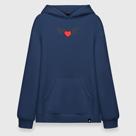 Худи SuperOversize хлопок с принтом Heart в Курске, 70% хлопок, 30% полиэстер, мягкий начес внутри | карман-кенгуру, эластичная резинка на манжетах и по нижней кромке, двухслойный капюшон
 | 14 февраля | bear | cute | february 14 | heart | love | valentines day | ангелы | девушке | день влюбленных | день святого валентина | крылья | любовь | медвежонок | мило | милота | мишка | мишки | пара | парню | подарок