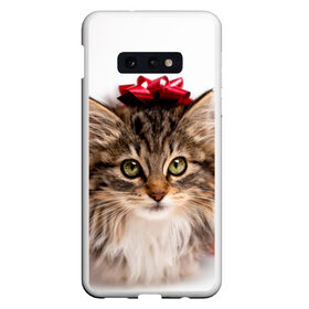 Чехол для Samsung S10E с принтом я лучший подарочек в Курске, Силикон | Область печати: задняя сторона чехла, без боковых панелей | бантик | взгляд | глаза | животные | звери | зверь | киса | кисонька | кот | котейка | котик | коты | котэ | кошки | лапы | нос | подарок | подарочек | сюрприз | усы | уши | шерсть