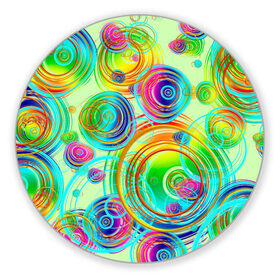 Коврик для мышки круглый с принтом Радужные спирали позитив в Курске, резина и полиэстер | круглая форма, изображение наносится на всю лицевую часть | абстракция | арт | веселье | весна | геометрия | градиент | дудл | дудлинг | завитушки | завихрюшки | каляки | капли | краски | креатив | круги | окружности | позитив | радуга | рисунок | спирали