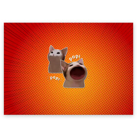 Поздравительная открытка с принтом Cat Pop (Мем) в Курске, 100% бумага | плотность бумаги 280 г/м2, матовая, на обратной стороне линовка и место для марки
 | Тематика изображения на принте: art | cat | mem | meme | memes | music | pop | retro | style | арт | буп | кот | котенок | котик | котэ | мем | мемы | музыка | ретро
