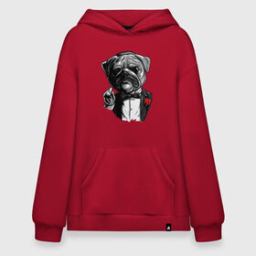 Худи SuperOversize хлопок с принтом The Dogfather в Курске, 70% хлопок, 30% полиэстер, мягкий начес внутри | карман-кенгуру, эластичная резинка на манжетах и по нижней кромке, двухслойный капюшон
 | bulldog | dogfather | godfather | movie | pug | бульдог | крестный отец | мопс | фильм