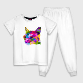 Детская пижама хлопок с принтом Pop Cat в Курске, 100% хлопок |  брюки и футболка прямого кроя, без карманов, на брюках мягкая резинка на поясе и по низу штанин
 | art | cat | colorful | mem | meme | memes | music | pop | rainbow | retro | style | арт | буп | кот | котенок | котик | котэ | краски | красочный | мем | мемы | музыка | ретро