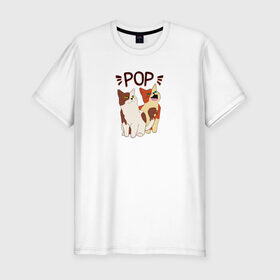 Мужская футболка хлопок Slim с принтом Pop Cat в Курске, 92% хлопок, 8% лайкра | приталенный силуэт, круглый вырез ворота, длина до линии бедра, короткий рукав | art | cat | dj | goer | musician | party | pop | singer | арт | буп | диджей | кот | кошка | музыкант | певец | поп | тусовщик