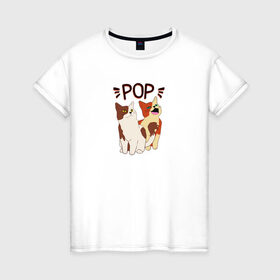 Женская футболка хлопок с принтом Pop Cat в Курске, 100% хлопок | прямой крой, круглый вырез горловины, длина до линии бедер, слегка спущенное плечо | art | cat | dj | goer | musician | party | pop | singer | арт | буп | диджей | кот | кошка | музыкант | певец | поп | тусовщик