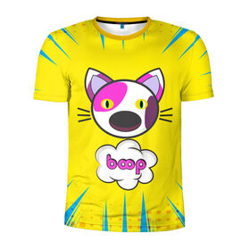 Мужская футболка 3D спортивная с принтом PoP CaT BooP в Курске, 100% полиэстер с улучшенными характеристиками | приталенный силуэт, круглая горловина, широкие плечи, сужается к линии бедра | boom | meme | pop art | popping | бум | буп кот | котик | мем | поп арт | ретро | стиль