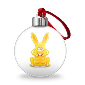 Ёлочный шар с принтом Харитошка в Курске, Пластик | Диаметр: 77 мм | детям | желейный | желейный заяц харитон | зайчик | заяц | кролик | харитон | харитошка
