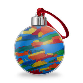 Ёлочный шар с принтом Разноцветная абстракция в Курске, Пластик | Диаметр: 77 мм | абстракция | картина | масло | полосы | холст | цвет | яркость