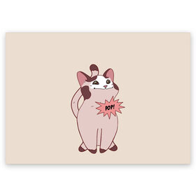 Поздравительная открытка с принтом Pop Cat в Курске, 100% бумага | плотность бумаги 280 г/м2, матовая, на обратной стороне линовка и место для марки
 | baby | cat meme | kitty | meme | meow | pop cat | буп | взгляд кота | голова кота | детям | животные | звери | киска | кот мем | коты | котята | кошак | кошка | малыш | мемы | мультяшный | мяу | питомец | приколы | пушистый