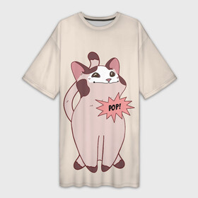 Платье-футболка 3D с принтом Pop Cat в Курске,  |  | baby | cat meme | kitty | meme | meow | pop cat | буп | взгляд кота | голова кота | детям | животные | звери | киска | кот мем | коты | котята | кошак | кошка | малыш | мемы | мультяшный | мяу | питомец | приколы | пушистый