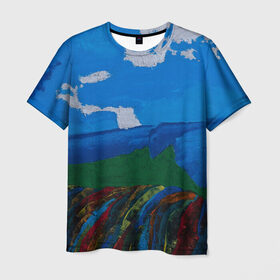 Мужская футболка 3D с принтом Разноцветная абстракция в Курске, 100% полиэфир | прямой крой, круглый вырез горловины, длина до линии бедер | абстракция | картина | масло | пейзаж | холст | цвет | яркость