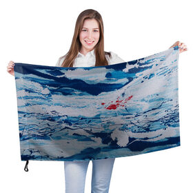 Флаг 3D с принтом Холодная абстракция в Курске, 100% полиэстер | плотность ткани — 95 г/м2, размер — 67 х 109 см. Принт наносится с одной стороны | абстракция | картина | краска | масло | сердце | синий | холод | холст | яркость