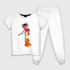 Детская пижама хлопок с принтом Фантайм Чика в Курске, 100% хлопок |  брюки и футболка прямого кроя, без карманов, на брюках мягкая резинка на поясе и по низу штанин
 | fnaf | аниматроник | пиццерия | робот | фантайм чика | чика