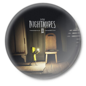 Значок с принтом Little Nightmares 2 в Курске,  металл | круглая форма, металлическая застежка в виде булавки | little nightmares | nightmares | игры | литл найтмейрс | моно | учительница