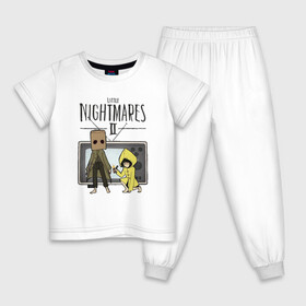 Детская пижама хлопок с принтом Little Nightmares 2 в Курске, 100% хлопок |  брюки и футболка прямого кроя, без карманов, на брюках мягкая резинка на поясе и по низу штанин
 | little nightmares | игра | страшилка | страшная игра | ужас | хоррор