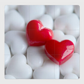 Магнитный плакат 3Х3 с принтом два сердца пара в Курске, Полимерный материал с магнитным слоем | 9 деталей размером 9*9 см | вдвоем | взаимность | вместе | два сердца | любовь | мы | нашлись | пара | сердечки | сердца
