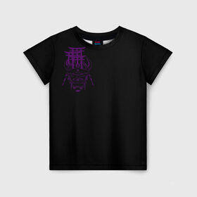 Детская футболка 3D с принтом Фиолетовая Япония в Курске, 100% гипоаллергенный полиэфир | прямой крой, круглый вырез горловины, длина до линии бедер, чуть спущенное плечо, ткань немного тянется | Тематика изображения на принте: ворота | графика | демоны | они | самурай | скетч | тории | фиолетовый | хання | ханья | япония