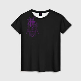 Женская футболка 3D с принтом Фиолетовая Япония в Курске, 100% полиэфир ( синтетическое хлопкоподобное полотно) | прямой крой, круглый вырез горловины, длина до линии бедер | ворота | графика | демоны | они | самурай | скетч | тории | фиолетовый | хання | ханья | япония