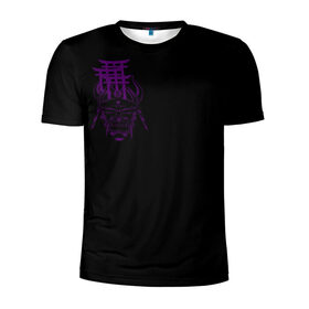 Мужская футболка 3D спортивная с принтом Фиолетовая Япония в Курске, 100% полиэстер с улучшенными характеристиками | приталенный силуэт, круглая горловина, широкие плечи, сужается к линии бедра | ворота | графика | демоны | они | самурай | скетч | тории | фиолетовый | хання | ханья | япония