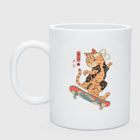 Кружка с принтом Кот Якудза в Курске, керамика | объем — 330 мл, диаметр — 80 мм. Принт наносится на бока кружки, можно сделать два разных изображения | cat | cats | japan | ninja | samurai | skateboard | skater | tattoo | tegunvteg | yakuza | катана | кот | котенок | коты | котэ | котята | кошка | ниндзя | самурай | скейтборд | скейтбординг | скейтер | тату | татуировка | татуировки