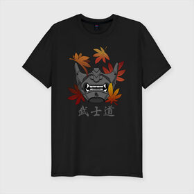 Мужская футболка хлопок Slim с принтом Бусидо в Курске, 92% хлопок, 8% лайкра | приталенный силуэт, круглый вырез ворота, длина до линии бедра, короткий рукав | budo | bushido | demon | ghost of tsushima | japan | katana | ninja | oni | samurai | shinobi | style | анбу | будо | бусидо | демон | иероглифы | катана | клен | ниндзя | они | призрак цусимы | самурай | тенгу | тэнгу | шиноби | японская м