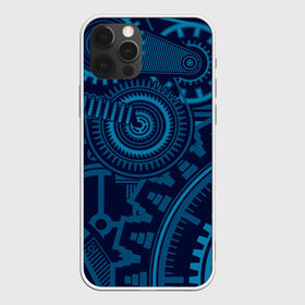 Чехол для iPhone 12 Pro Max с принтом Steampunk Mechanic Blue в Курске, Силикон |  | gears | mechanics | mechanism | steampunk | механизм | механика | стимпанк | шестеренки