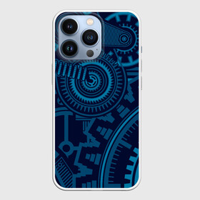 Чехол для iPhone 13 Pro с принтом Steampunk Mechanic Blue в Курске,  |  | gears | mechanics | mechanism | steampunk | механизм | механика | стимпанк | шестеренки