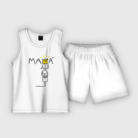 Детская пижама с шортами хлопок с принтом Мама в Курске,  |  | Тематика изображения на принте: 8 марта | лучшая в мире | мама | подарок | подарок женщине | подарок любимым | подарок на 8 марта | самая лучшая  в мире | семья
