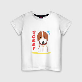 Детская футболка хлопок с принтом Собачка Sorry в Курске, 100% хлопок | круглый вырез горловины, полуприлегающий силуэт, длина до линии бедер | sorry | друг человека | пес | собачка | щенок