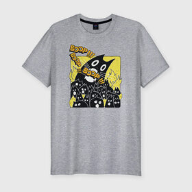 Мужская футболка хлопок Slim с принтом Pop Cat в Курске, 92% хлопок, 8% лайкра | приталенный силуэт, круглый вырез ворота, длина до линии бедра, короткий рукав | pop cat | wide mouthed popping cat | арты | буп | мемы