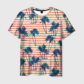 Мужская футболка 3D с принтом Экзотик Паттерн в Курске, 100% полиэфир | прямой крой, круглый вырез горловины, длина до линии бедер | exotic | palm | pattern | деревья | пальмы | паттерн | полосатый | принт | растения | текстура | тропики | узор | цветы | экзотика