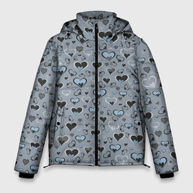 Мужская зимняя куртка 3D с принтом Litle hearts в Курске, верх — 100% полиэстер; подкладка — 100% полиэстер; утеплитель — 100% полиэстер | длина ниже бедра, свободный силуэт Оверсайз. Есть воротник-стойка, отстегивающийся капюшон и ветрозащитная планка. 

Боковые карманы с листочкой на кнопках и внутренний карман на молнии. | Тематика изображения на принте: heart | hearts | love | valentines day | день святого валентина | любовь | сердце
