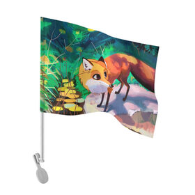 Флаг для автомобиля с принтом Лисичка в Курске, 100% полиэстер | Размер: 30*21 см | fox | foxy | животное | звери | лиса | лисенок | лисичка | милая | рыжая | фокс