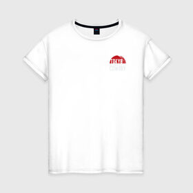 Женская футболка хлопок с принтом Tokiyskiy kovboy в Курске, 100% хлопок | прямой крой, круглый вырез горловины, длина до линии бедер, слегка спущенное плечо | ковбой | логотип | солнце | токио | япония