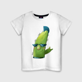 Детская футболка хлопок с принтом Кактус в Курске, 100% хлопок | круглый вырез горловины, полуприлегающий силуэт, длина до линии бедер | what | горшок | кактусик | рок | роцкер | цветы | чего | чее