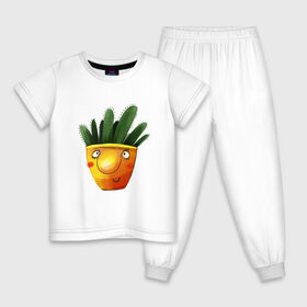 Детская пижама хлопок с принтом Кактус в Курске, 100% хлопок |  брюки и футболка прямого кроя, без карманов, на брюках мягкая резинка на поясе и по низу штанин
 | what | горшок | кактусик | цветы | чего | чее