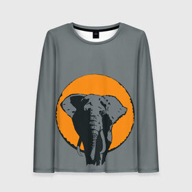 Женский лонгслив 3D с принтом Африканский Слон в Курске, 100% полиэстер | длинные рукава, круглый вырез горловины, полуприлегающий силуэт | африка | графика | дикий мир | животное | персонаж | природа | рисунок | слон