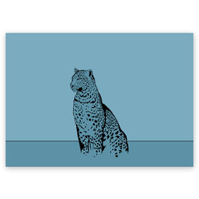 Поздравительная открытка с принтом Леопард в Курске, 100% бумага | плотность бумаги 280 г/м2, матовая, на обратной стороне линовка и место для марки
 | африка | большая кошка | графика | дикий мир | животное | кошка | персонаж | природа | рисунок | хищник
