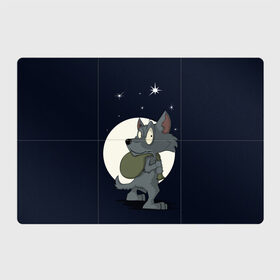 Магнитный плакат 3Х2 с принтом Серый волчонок в Курске, Полимерный материал с магнитным слоем | 6 деталей размером 9*9 см | графика | звезды | ночь | персонаж | природа | рисунок | сказка | сон | хищник