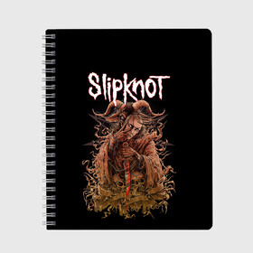 Тетрадь с принтом SLIPKNOT в Курске, 100% бумага | 48 листов, плотность листов — 60 г/м2, плотность картонной обложки — 250 г/м2. Листы скреплены сбоку удобной пружинной спиралью. Уголки страниц и обложки скругленные. Цвет линий — светло-серый
 | Тематика изображения на принте: art | band | corey | grunge | iowa | metal | music | punk | rock | slipknot | taylor | usa | группа | джои | кори | металл | мик | музыка | панк | петля | рок | сид | слипнот | тэйлор | шон